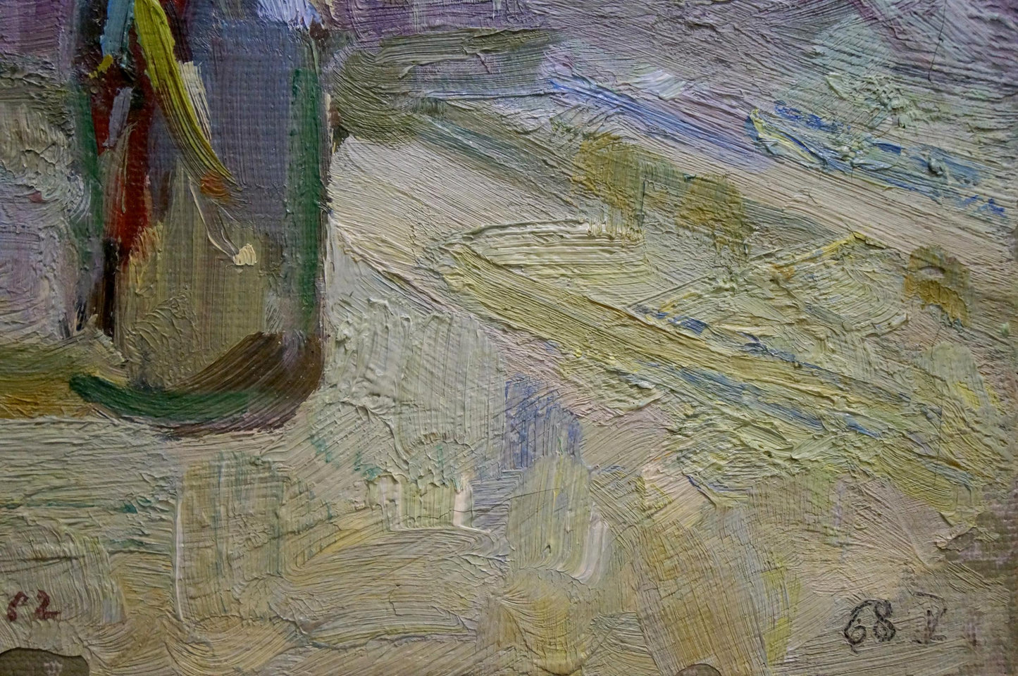 Oil painting Still life with branches in a bottle Unknown artist