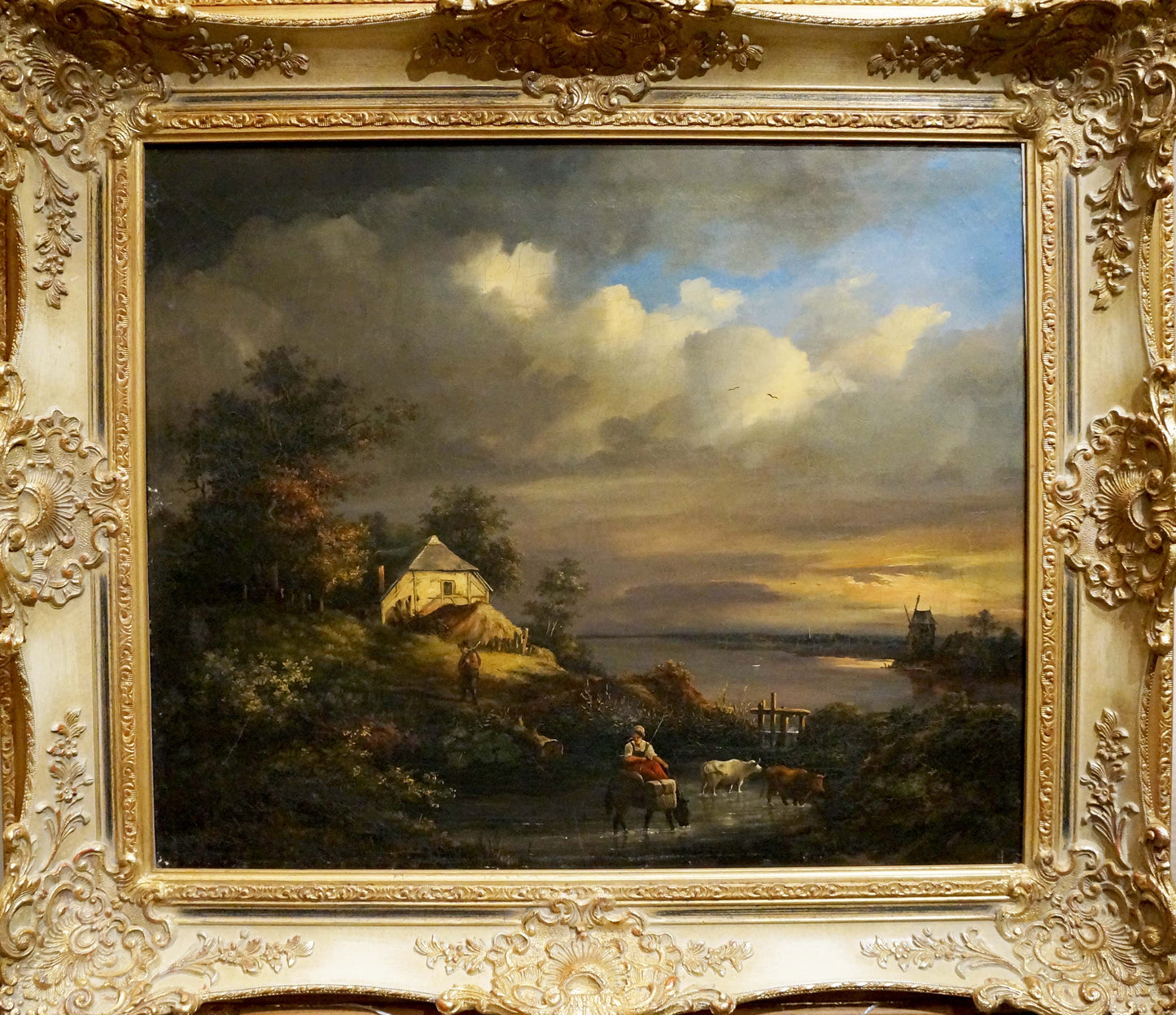 Oil painting House far away in nature European artist