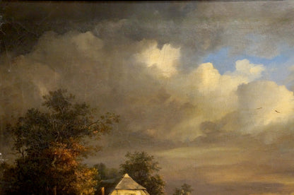 Oil painting House far away in nature European artist