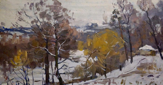 Oil painting Winter forest landscape Moses Gantman