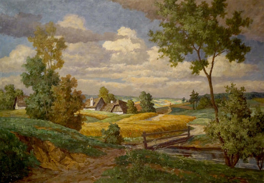 Oil painting Landscape of the village Pawlitschek