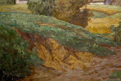 Oil painting Landscape of the village Pawlitschek