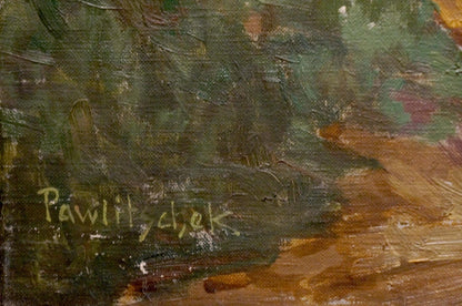 Oil painting Landscape of the village Pawlitschek