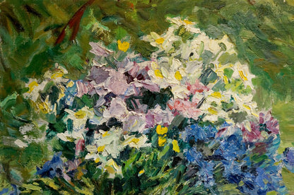 Oil painting Sokolova Zinaida Ivanovna Flowers and fruits nearby