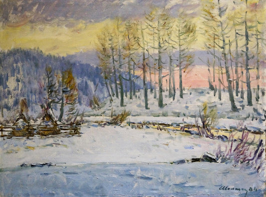 Oil painting Winter landscape Shelyuto Nikolay Andreevich