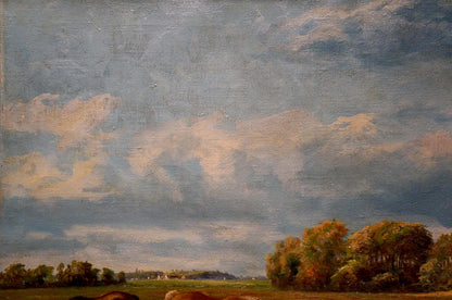 Oil painting Horses graze