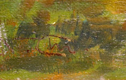 Oil painting Horses graze