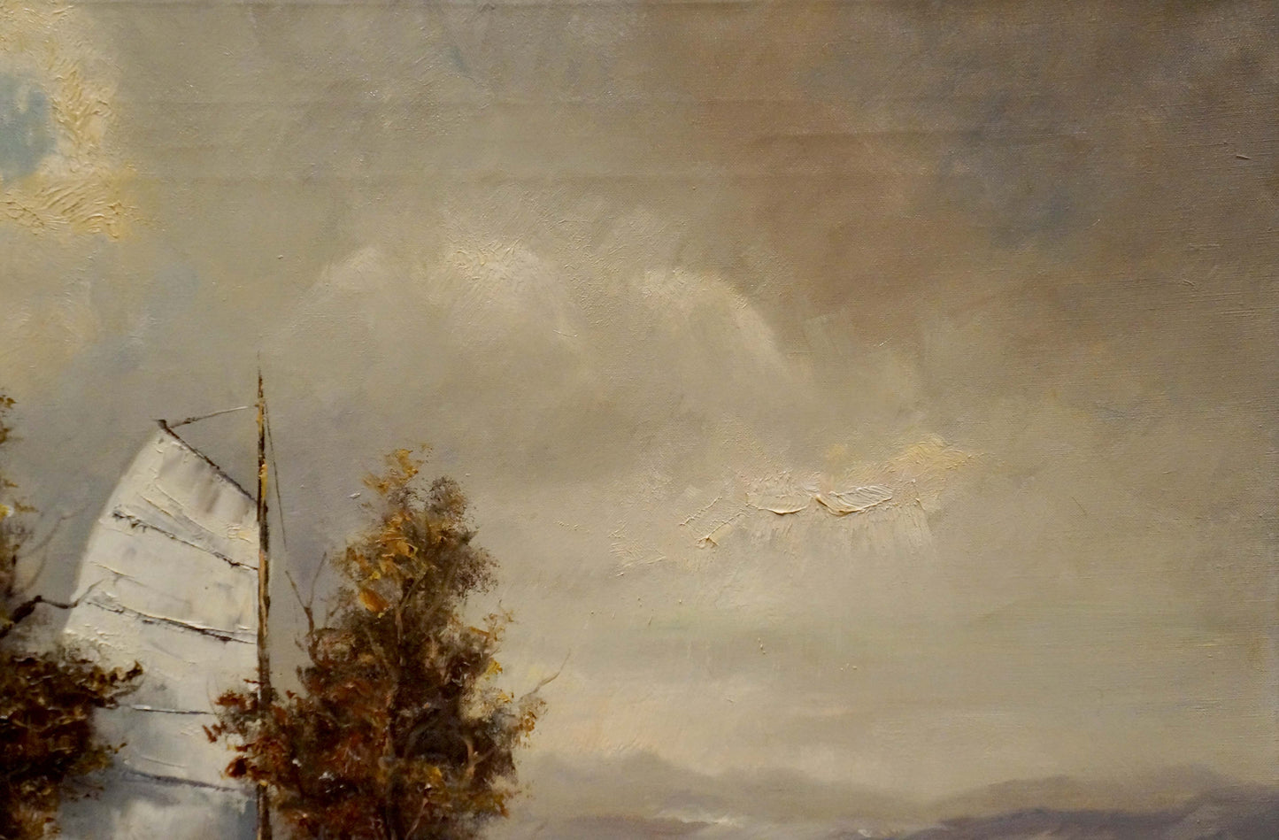 Oil painting Boat near the shore