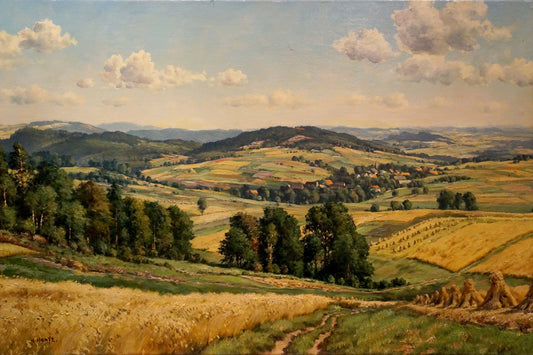 Oil painting Landscape with field