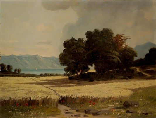 Oil painting Hay field