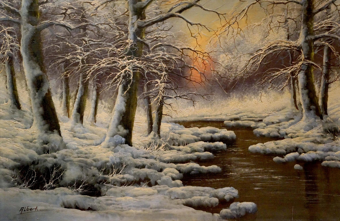 Oil painting Mysterious winter forest Albert