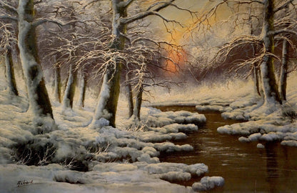 Oil painting Mysterious winter forest Albert