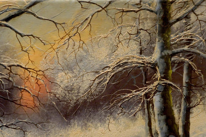 Oil painting Mysterious winter forest Albert