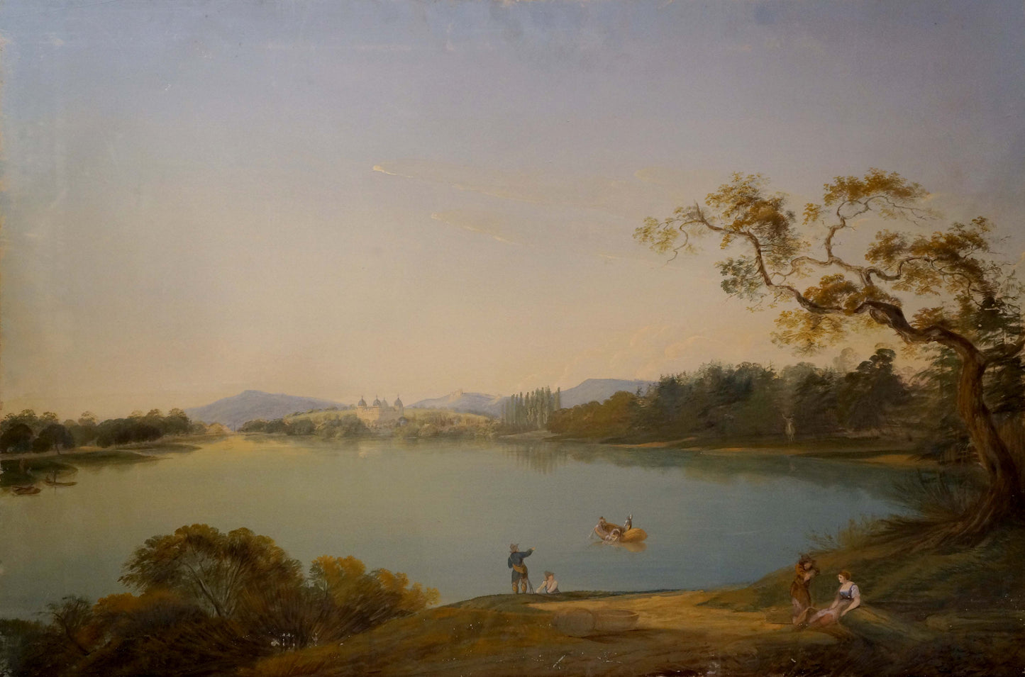 Oil painting People by the lake