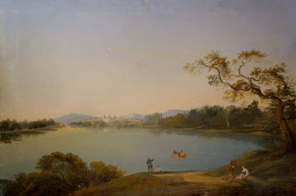 Oil painting People by the lake