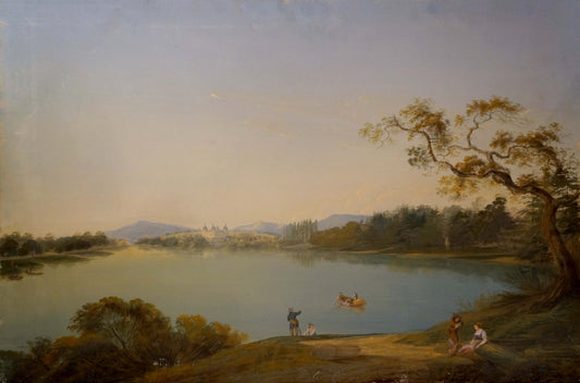 Oil painting People by the lake