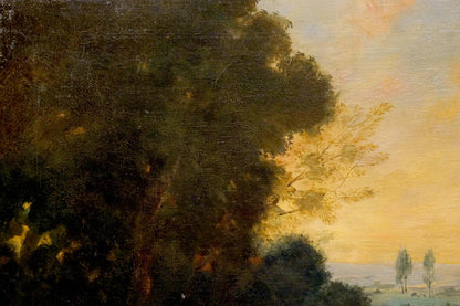 Oil painting People have a rest on a picnic