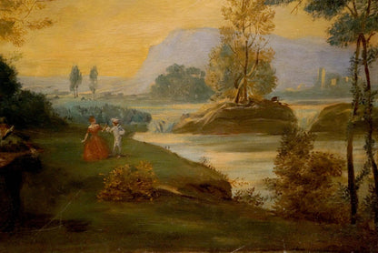 Oil painting People have a rest on a picnic