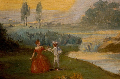 Oil painting People have a rest on a picnic