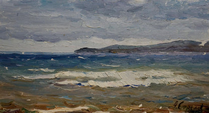 Oil painting Seascape before the storm Arkady Strelov