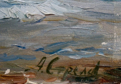 Oil painting Seascape before the storm Arkady Strelov