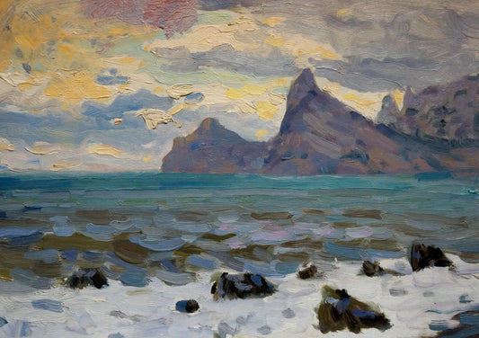 Oil painting Evening seascape Arkady Strelov