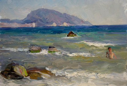 Oil painting Seascape on a hot day Arkady Strelov