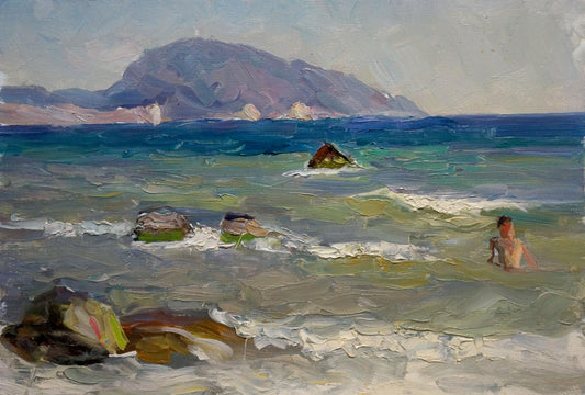 Oil painting Seascape on a hot day Arkady Strelov
