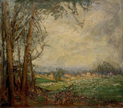 Oil painting View of the village