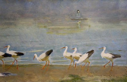 Smirnov's oil artwork, "Gum," illustrating bustling city life.