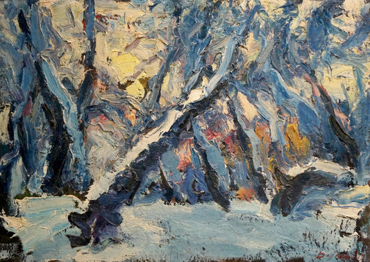 Oil painting Forest covered with snow Sergey Dupliy