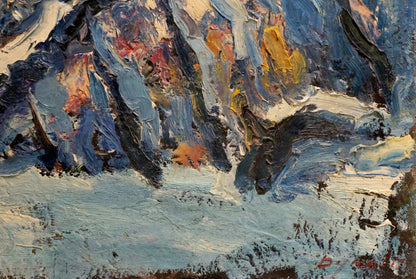 Oil painting Forest covered with snow Sergey Dupliy