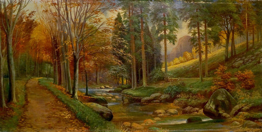 Oil painting Evening fairy forest