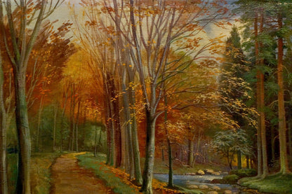 Oil painting Evening fairy forest