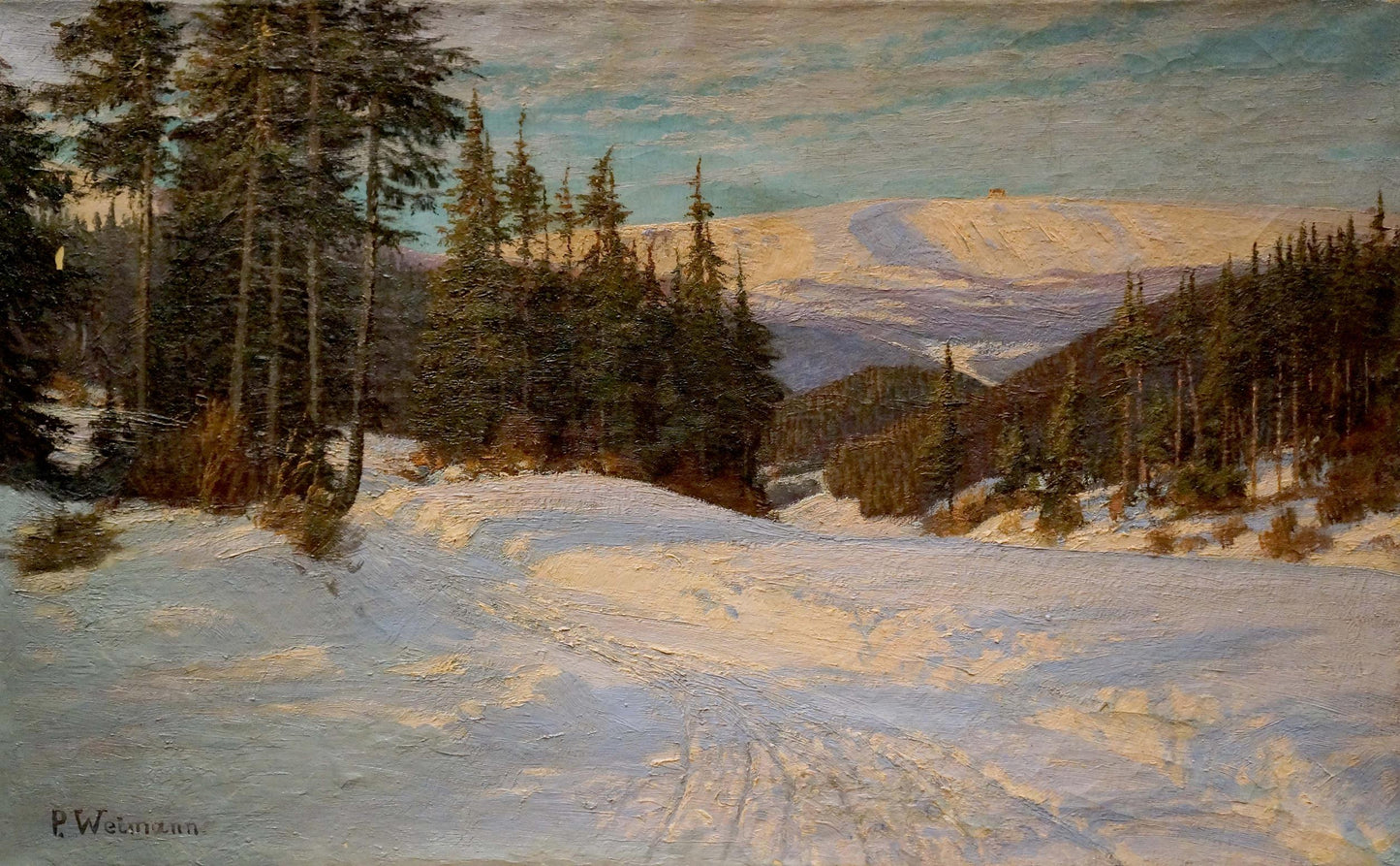 Oil painting Winter landscape Paul Weimann