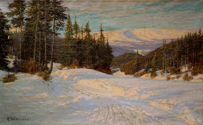 Oil painting Winter landscape Paul Weimann