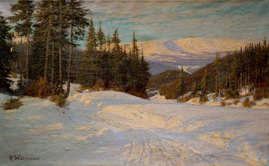Oil painting Winter landscape Paul Weimann