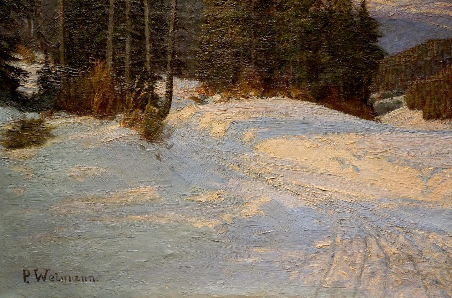 Oil painting Winter landscape Paul Weimann