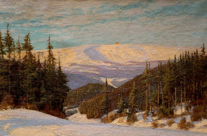 Oil painting Winter landscape Paul Weimann