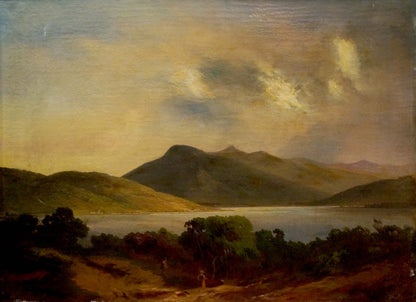Oil painting Lake in the mountains European artist