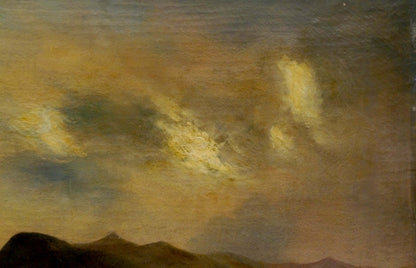 Oil painting Lake in the mountains European artist