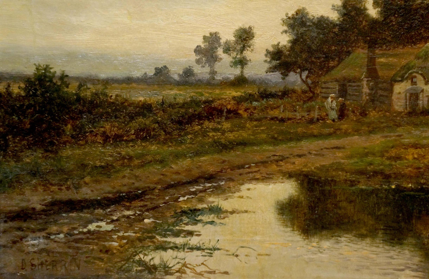 Oil painting Evening In the village B. Sherrin
