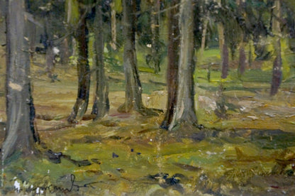 Oil painting Twilight in the old forest Petr Chernyshevsky