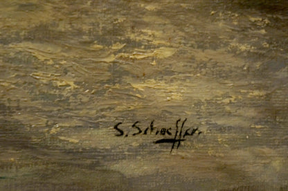 Oil painting Landscape with ships
