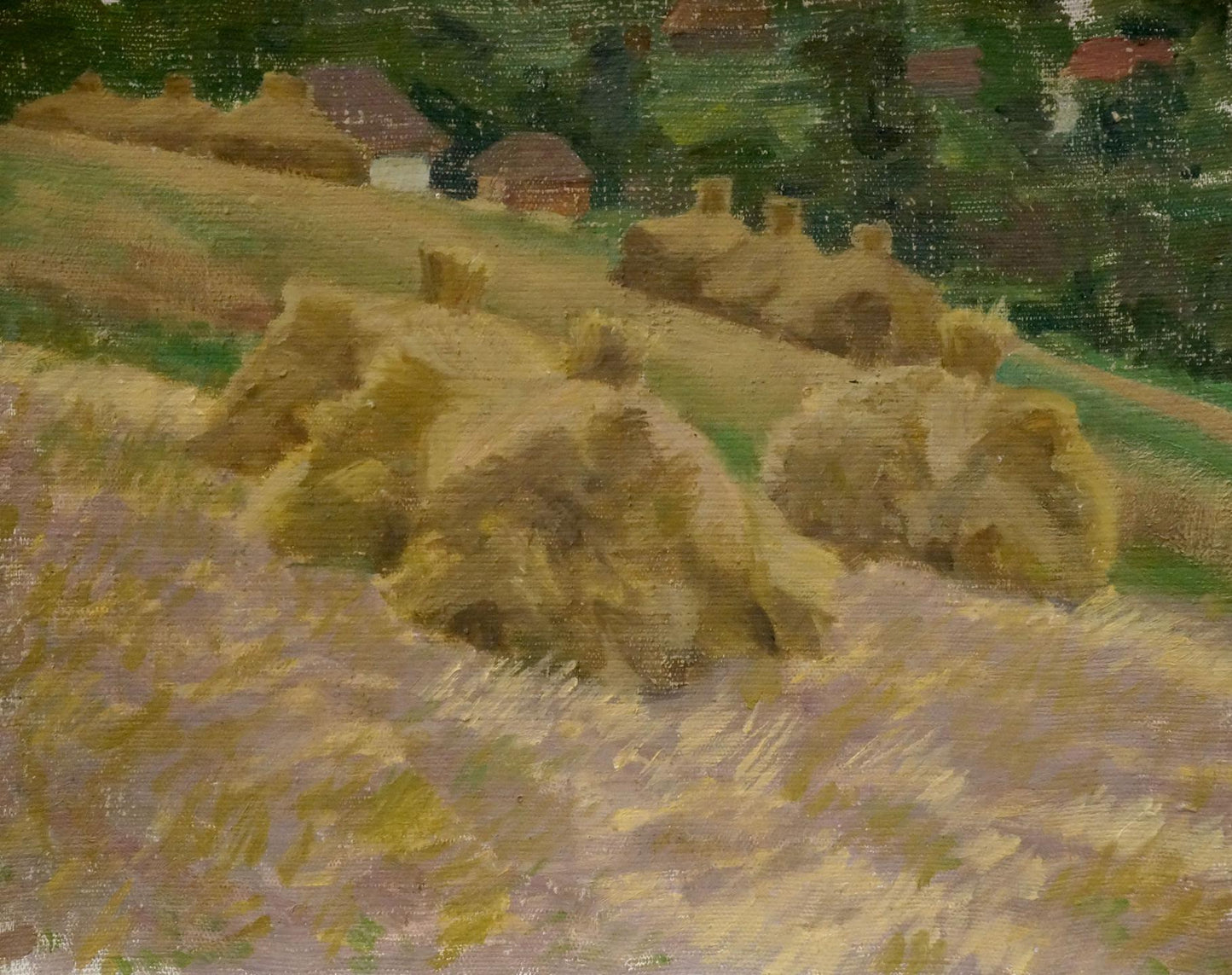 Oil painting Haystacks in the fields Nikolay Chernikov
