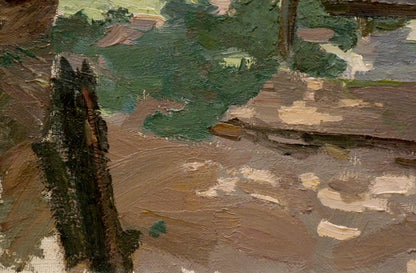 Oil painting In the courtyard Chernikov Nikolay Vladimirovich