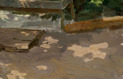 Oil painting In the courtyard Chernikov Nikolay Vladimirovich