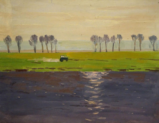 Oil painting Tractor in the fields Nikolay Chernikov
