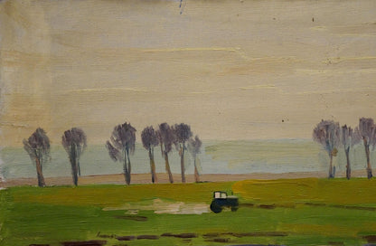 Oil painting Tractor in the fields Nikolay Chernikov