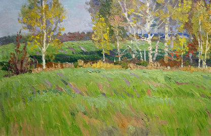 Oil painting Landscape of yellow trees Anatoly Fomin